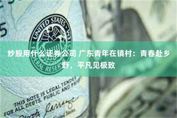 炒股用什么证券公司 广东青年在镇村：青春赴乡野，平凡见极致