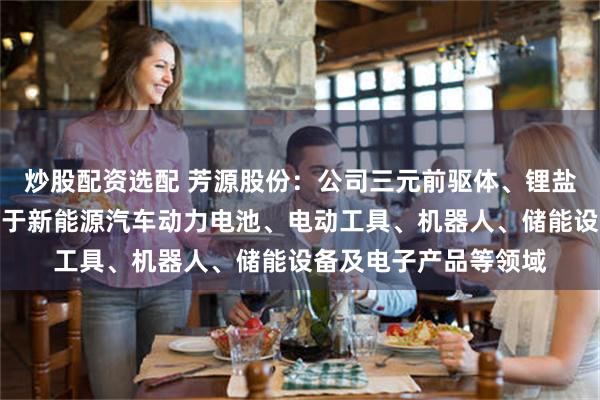 炒股配资选配 芳源股份：公司三元前驱体、锂盐、硫酸盐等产品可用于新能源汽车动力电池、电动工具、机器人、储能设备及电子产品等领域