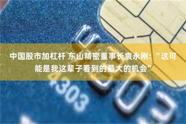 中国股市加杠杆 东山精密董事长袁永刚: “这可能是我这辈子看到的最大的机会”