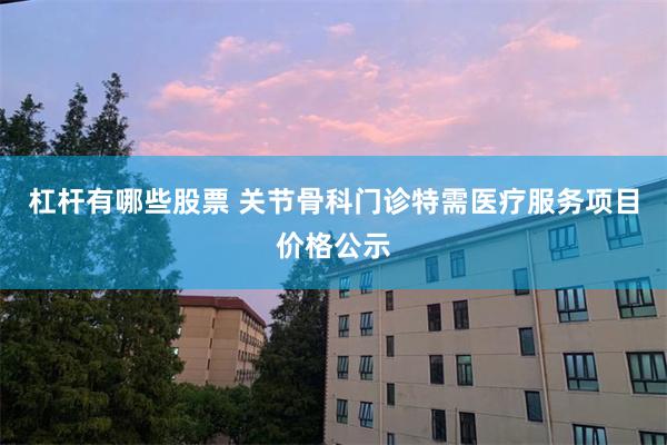 杠杆有哪些股票 关节骨科门诊特需医疗服务项目价格公示