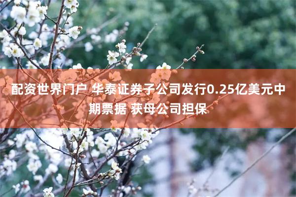 配资世界门户 华泰证券子公司发行0.25亿美元中期票据 获母公司担保