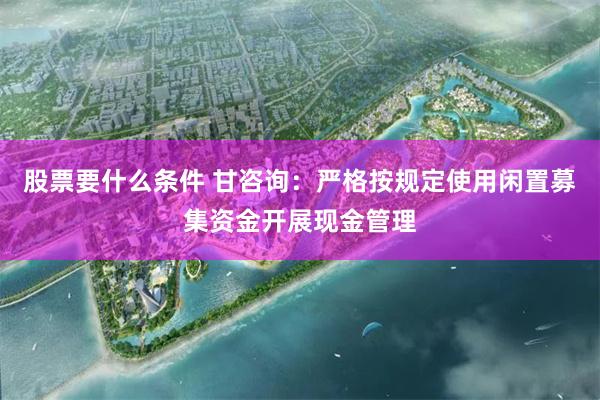 股票要什么条件 甘咨询：严格按规定使用闲置募集资金开展现金管理