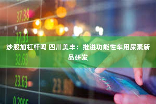 炒股加杠杆吗 四川美丰：推进功能性车用尿素新品研发