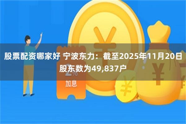 股票配资哪家好 宁波东力：截至2025年11月20日股东数为49,837户