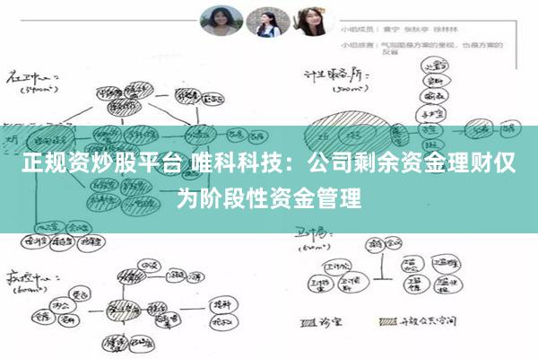 正规资炒股平台 唯科科技：公司剩余资金理财仅为阶段性资金管理