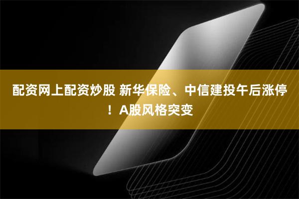 配资网上配资炒股 新华保险、中信建投午后涨停!A股风格突变