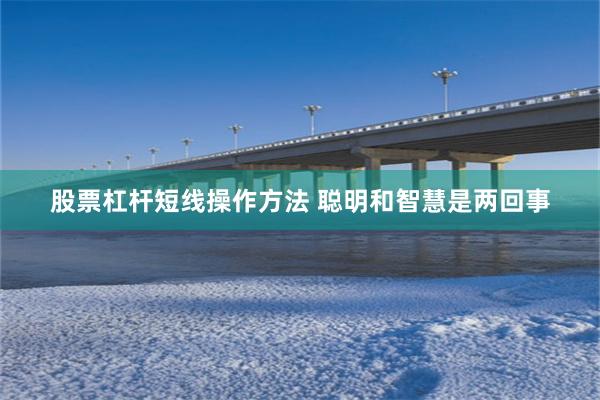 股票杠杆短线操作方法 聪明和智慧是两回事