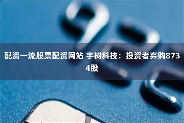 配资一流股票配资网站 宇树科技：投资者弃购8734股