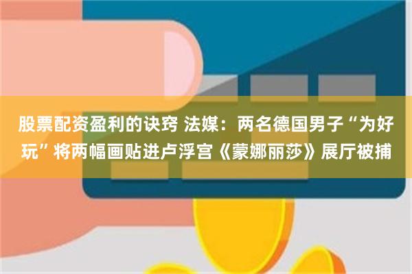 股票配资盈利的诀窍 法媒:两名德国男子“为好玩”将两幅画贴进卢浮宫《蒙娜丽莎》展厅被捕